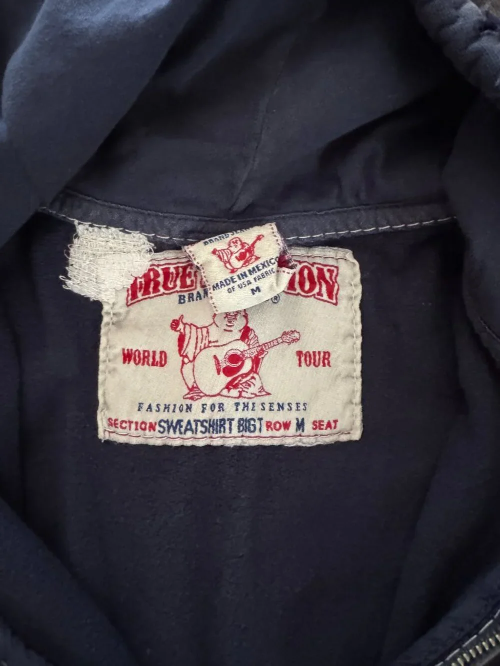 Vintage True Religion Whipstitch Big T Hoodie Switchblade Retail $419 MEDIUM